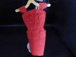 1962 63 BARBIE PAK RUST DOT SHEATH DRESS GOLD BUTTONS